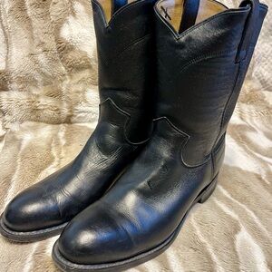 Justin Boots Black Leather Western Boots